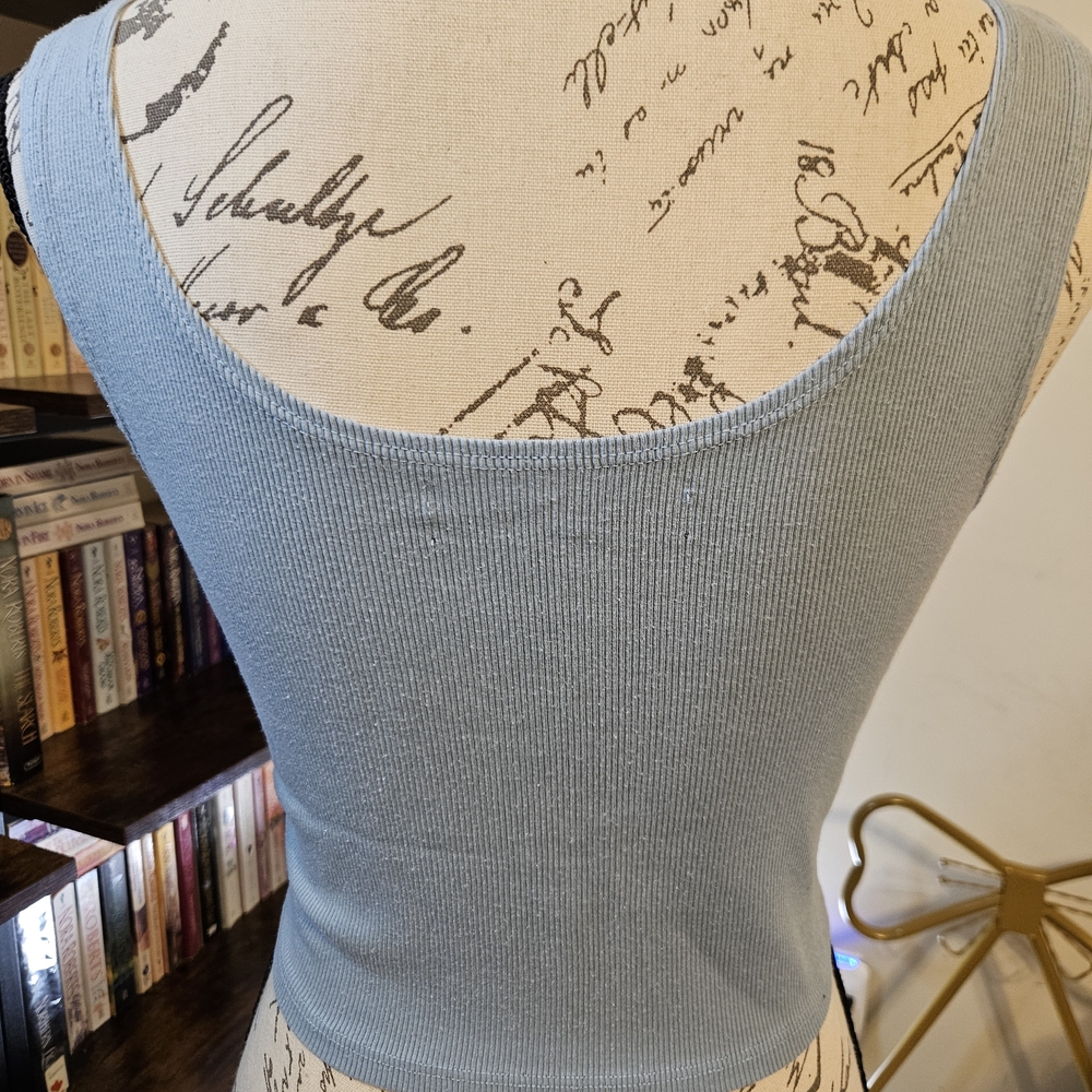 Light Blue Ribbed Women's Top - Picture 3 of 8